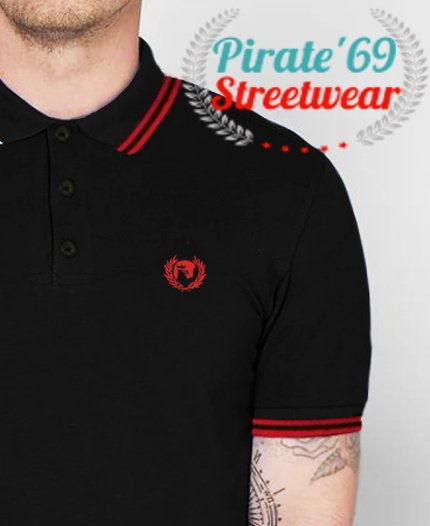 NEW STOCK Pirate 69 Hawk Wreath Twin Tipped Polo Shirt