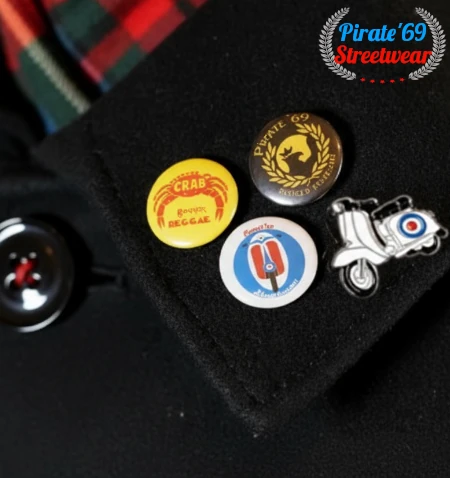 Lambretta scooter skinhead mod pin badge buttons