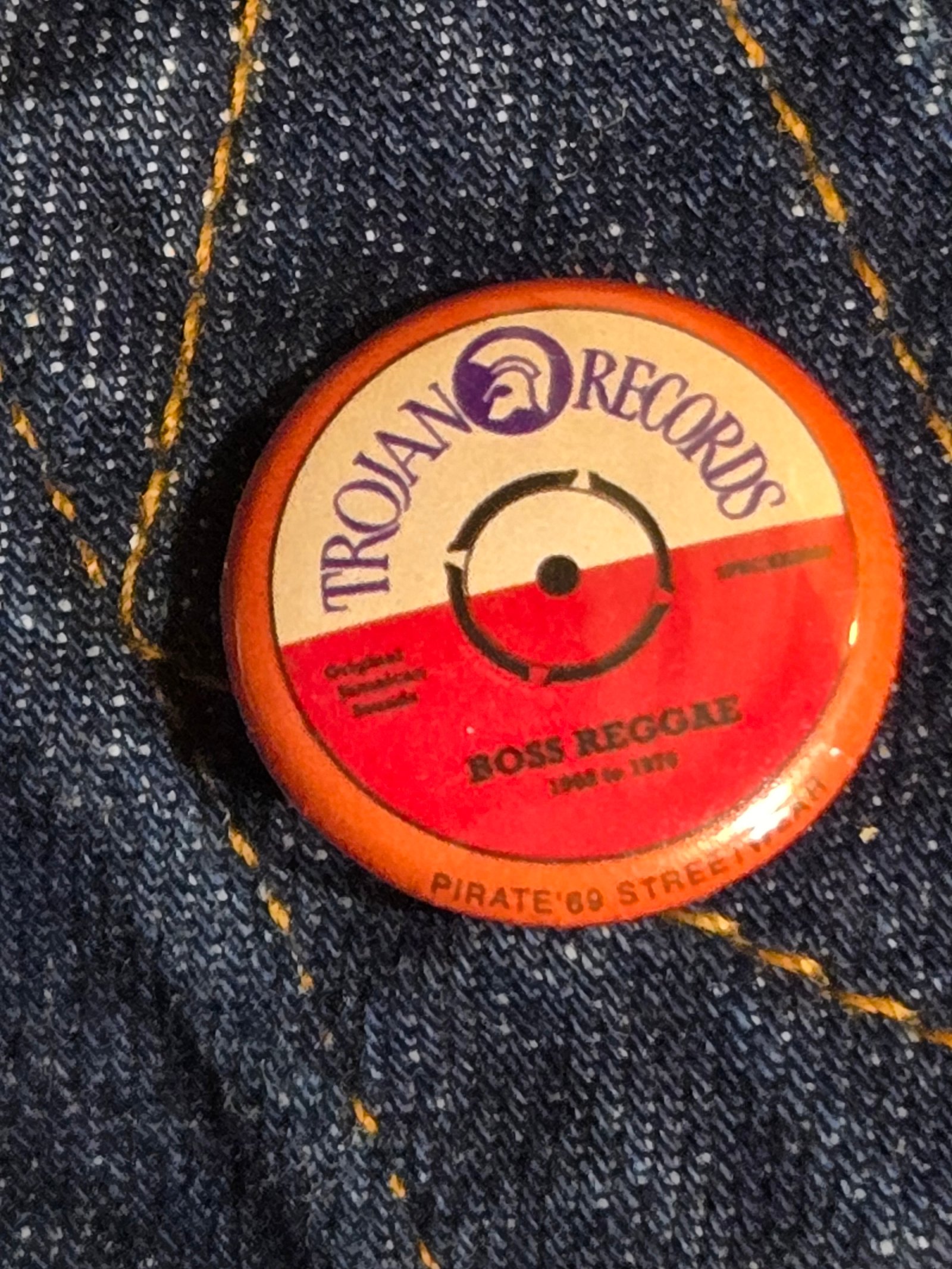 Trojan Records One inch round button scooter skinhead mod pin badge