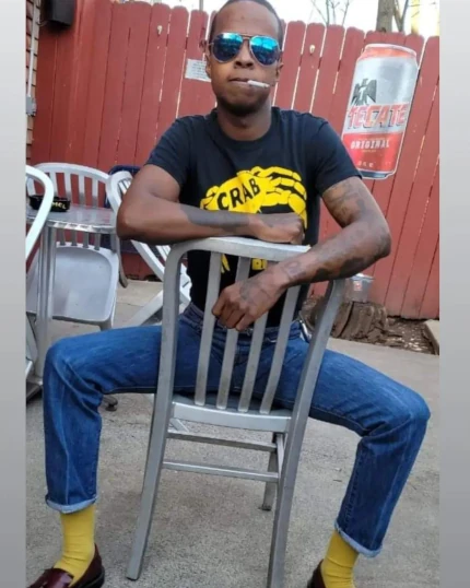 Stylish Black Skinhead wearing a Pirate 69 Crab Bovver Reggae tshirt